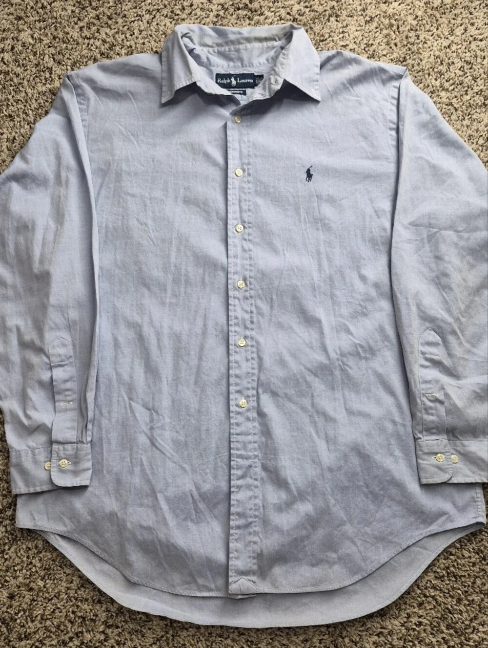 Ralph Lauren Light Blue Long-Sleeve Button-Down Polo Shirt